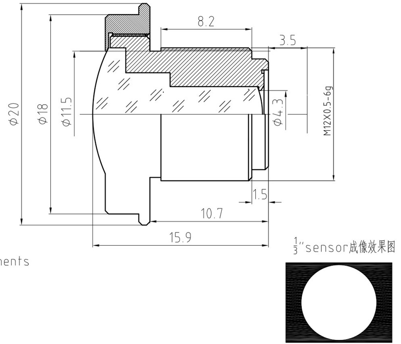 5MP Fisheye Lenses Drawing