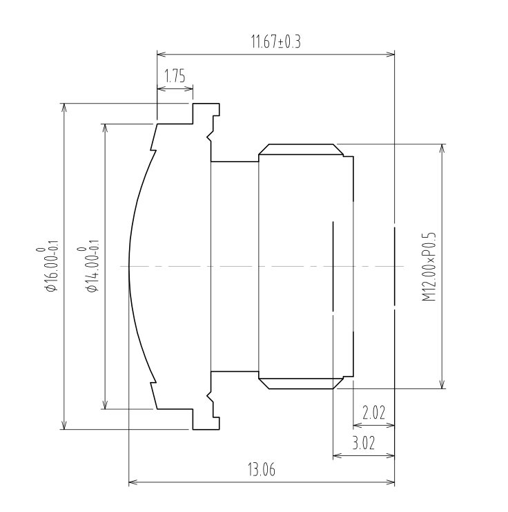 205 degree Lens Drawing