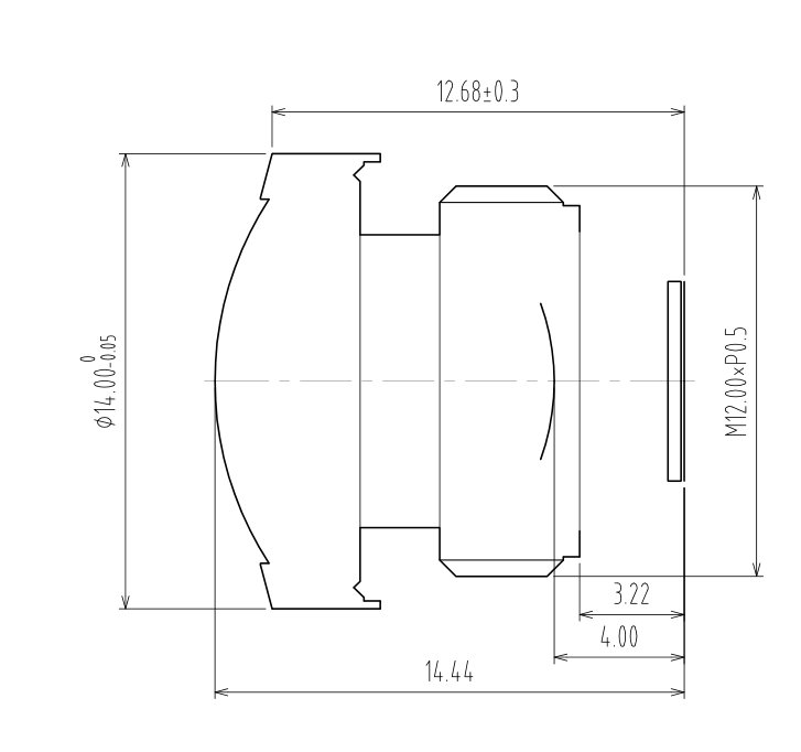 M12 Wide Angle Lens Drawing