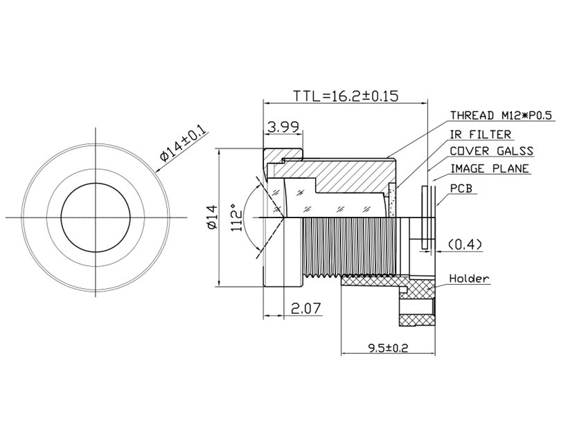 1/4" Wide Angle Lens Drawing