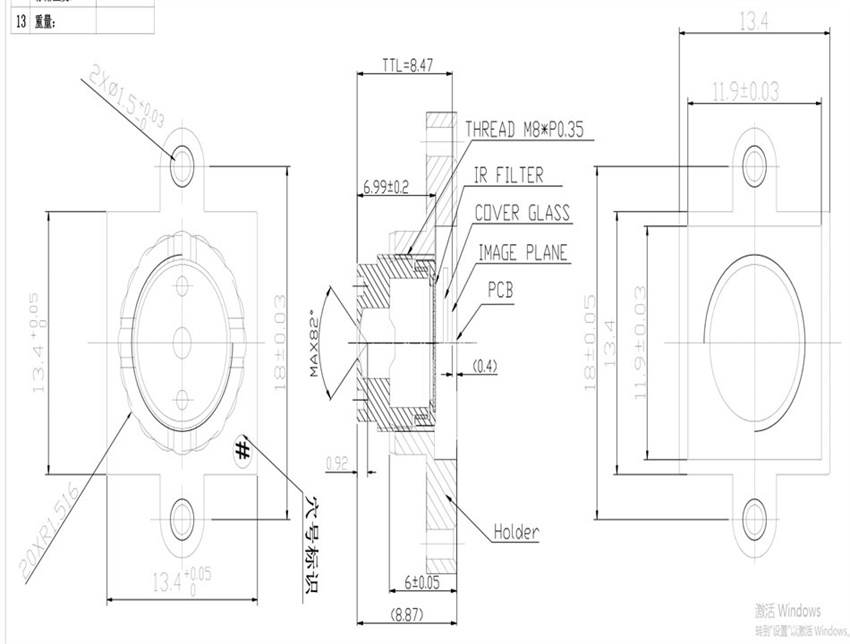 No Distortion Lens M8 Drawing