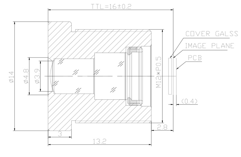 16mm CCTV Lens drawing