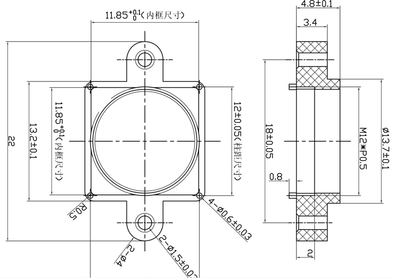 M12 Lens Holder Layout