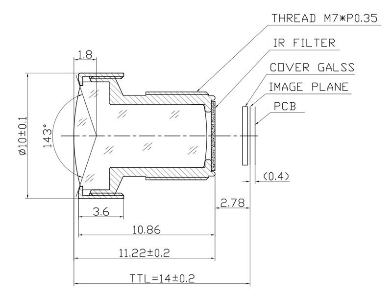 2.15mm M7 Lens Drawing