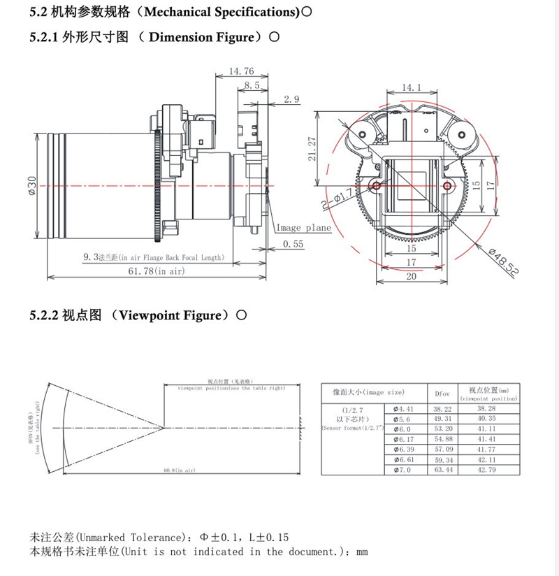 10X motorized zoom lens datasheet