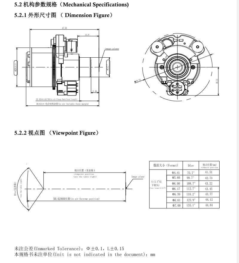 2.8-13.5mm lens drawing