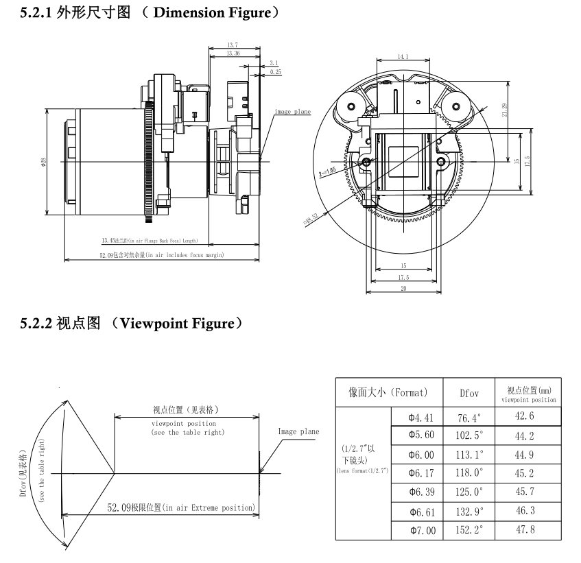 2.8-12mm zoom lens drawing