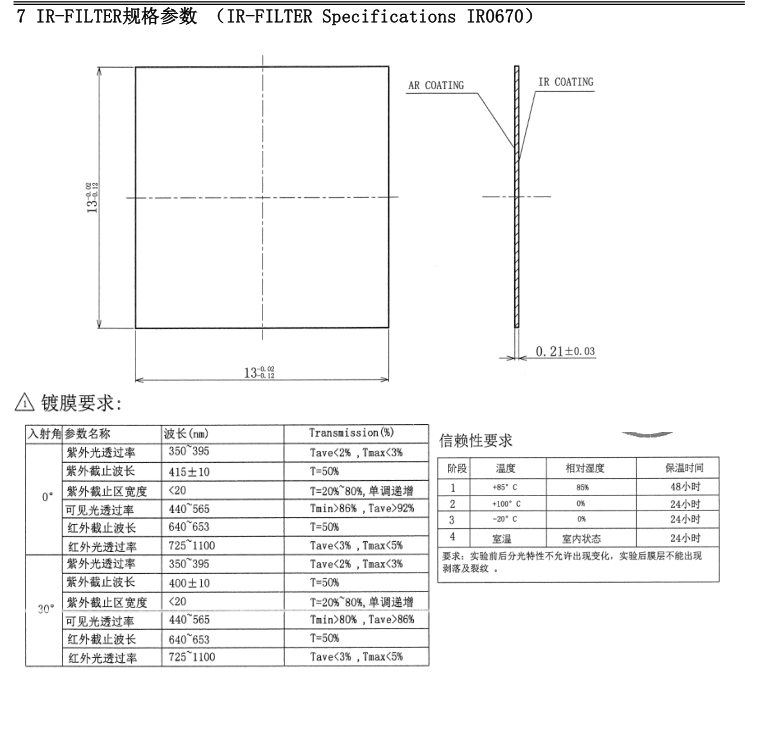 M16 Lens IR Filter drawing