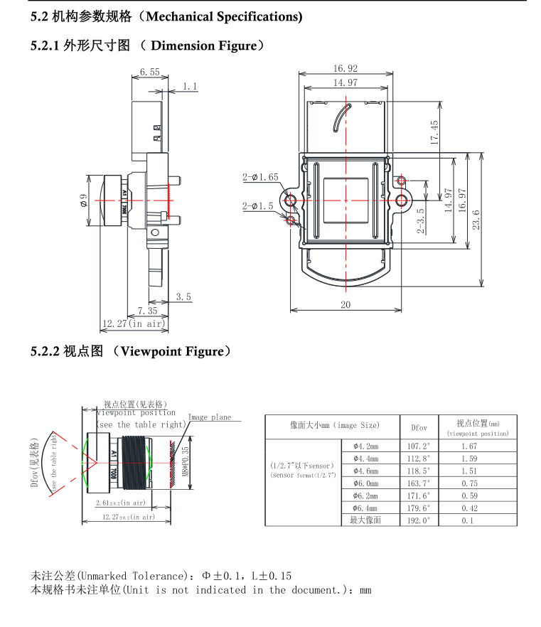 2.2mm M8 Lens Layout