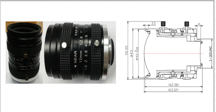 12mm 1 inch Lens