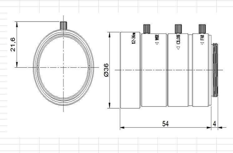 Industrial Zoom Lens Drawing