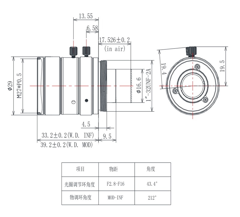 16mm FA lens drawing