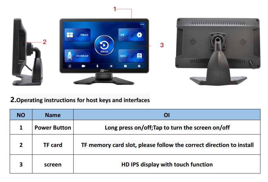 9 inch IPS monitor