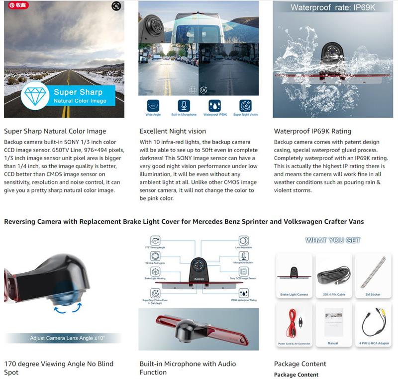 Sprinter Brake Light Camera Specification